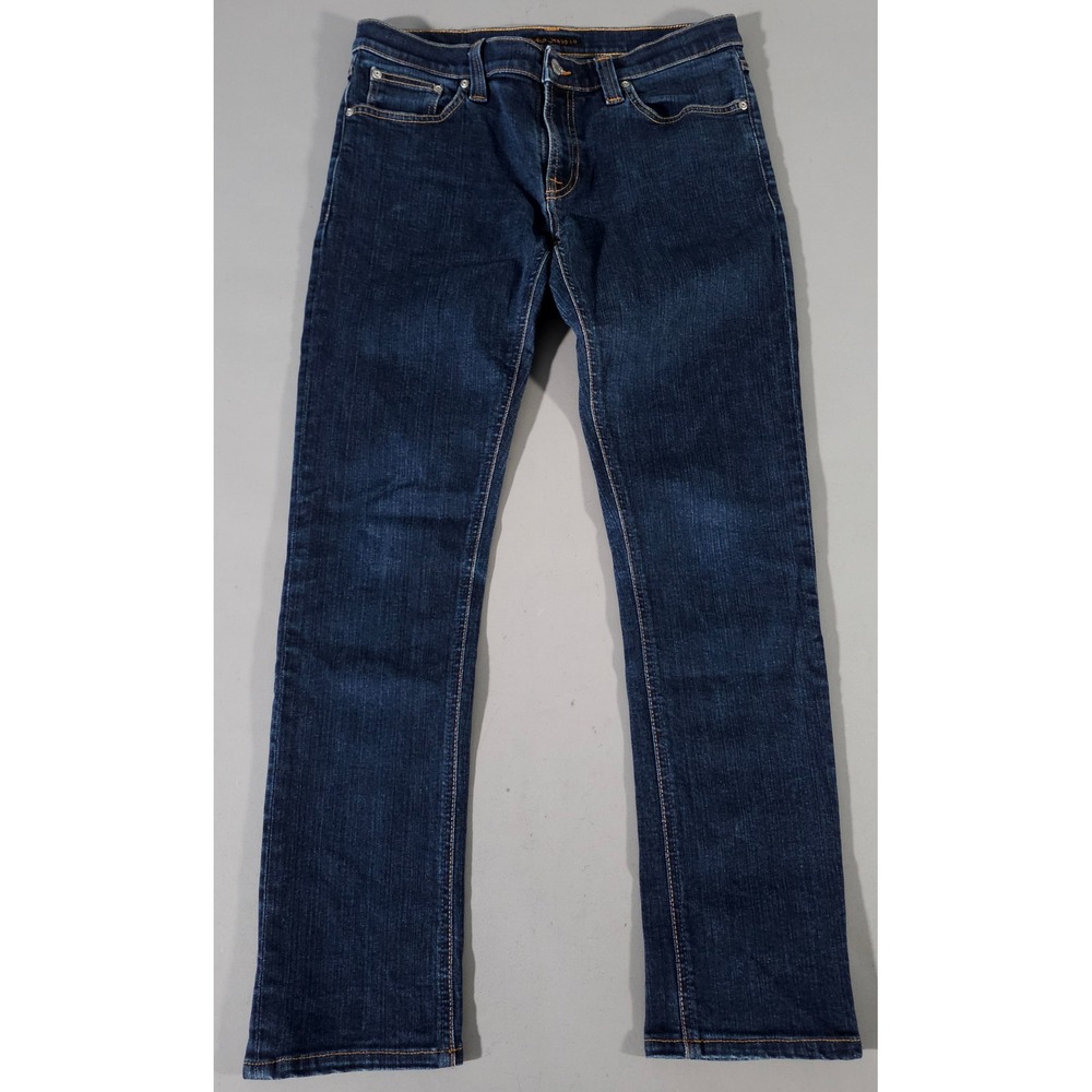 Nudie Jeans Co Denim Jeans Mens 30x34 Blue Slim Straight Stretch Made in Italy